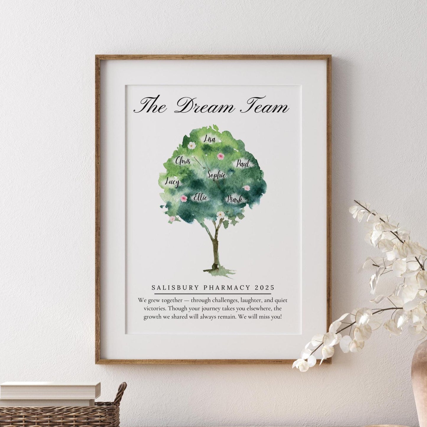 Personalized Watercolour Dream Team Print: Retirement Gift, Colleague Farewell