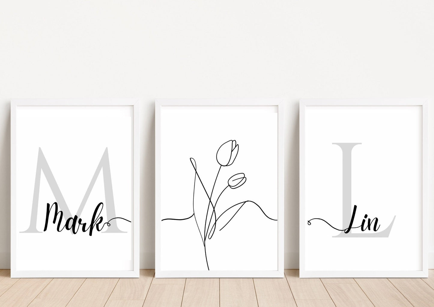 Personalised Couple Initials Print Set: Minimalist Home Decor