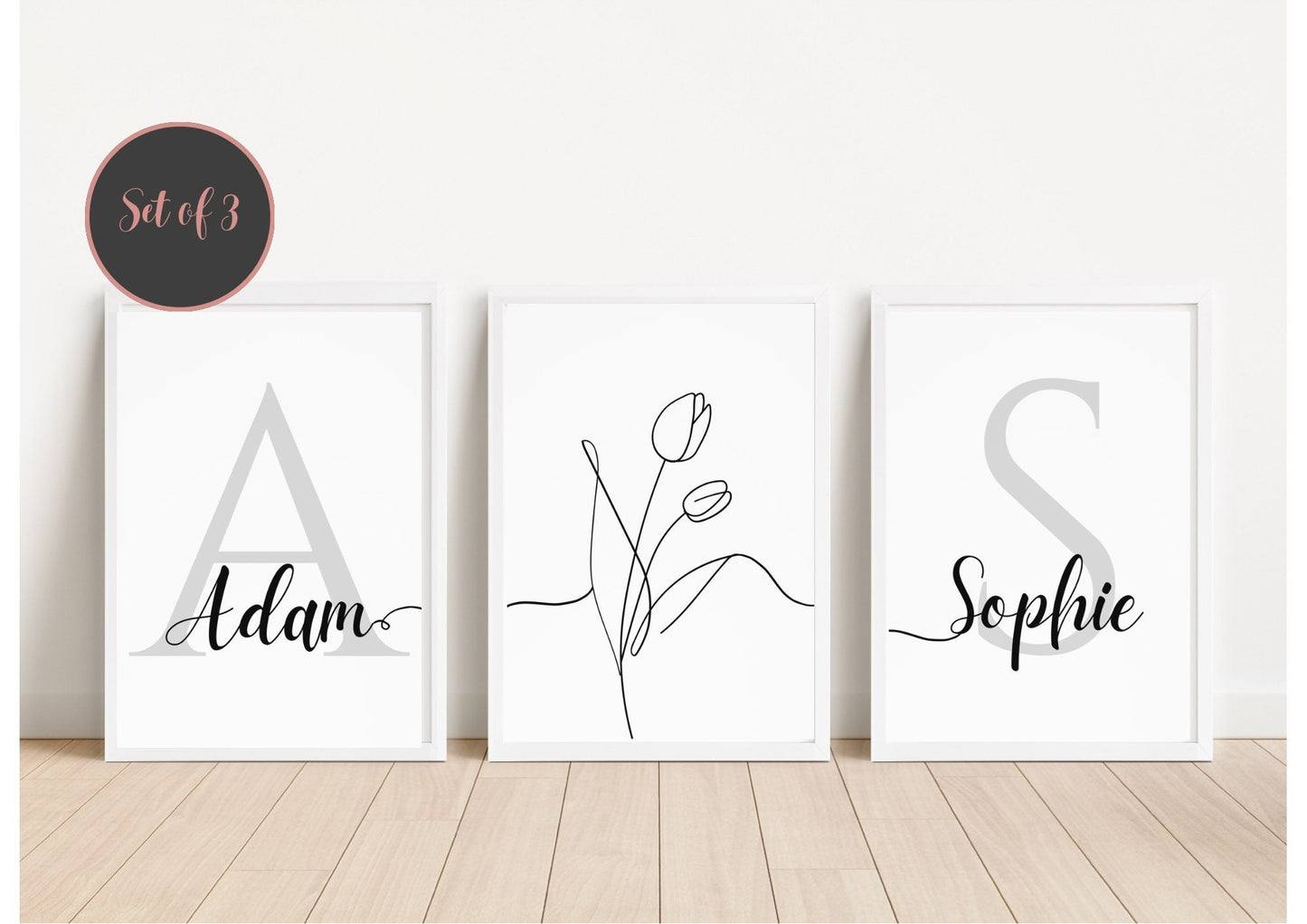 Personalised Couple Initials Print Set: Minimalist Home Decor