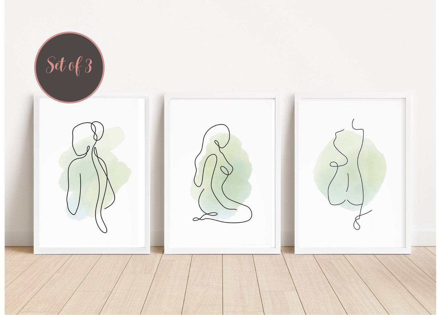 Set of 3 Minimalist Line Art Prints, Nude Woman Wall Art, Abstract Figure Drawings, Modern Boho Decor, Scandinavian Gallery Wall Decor