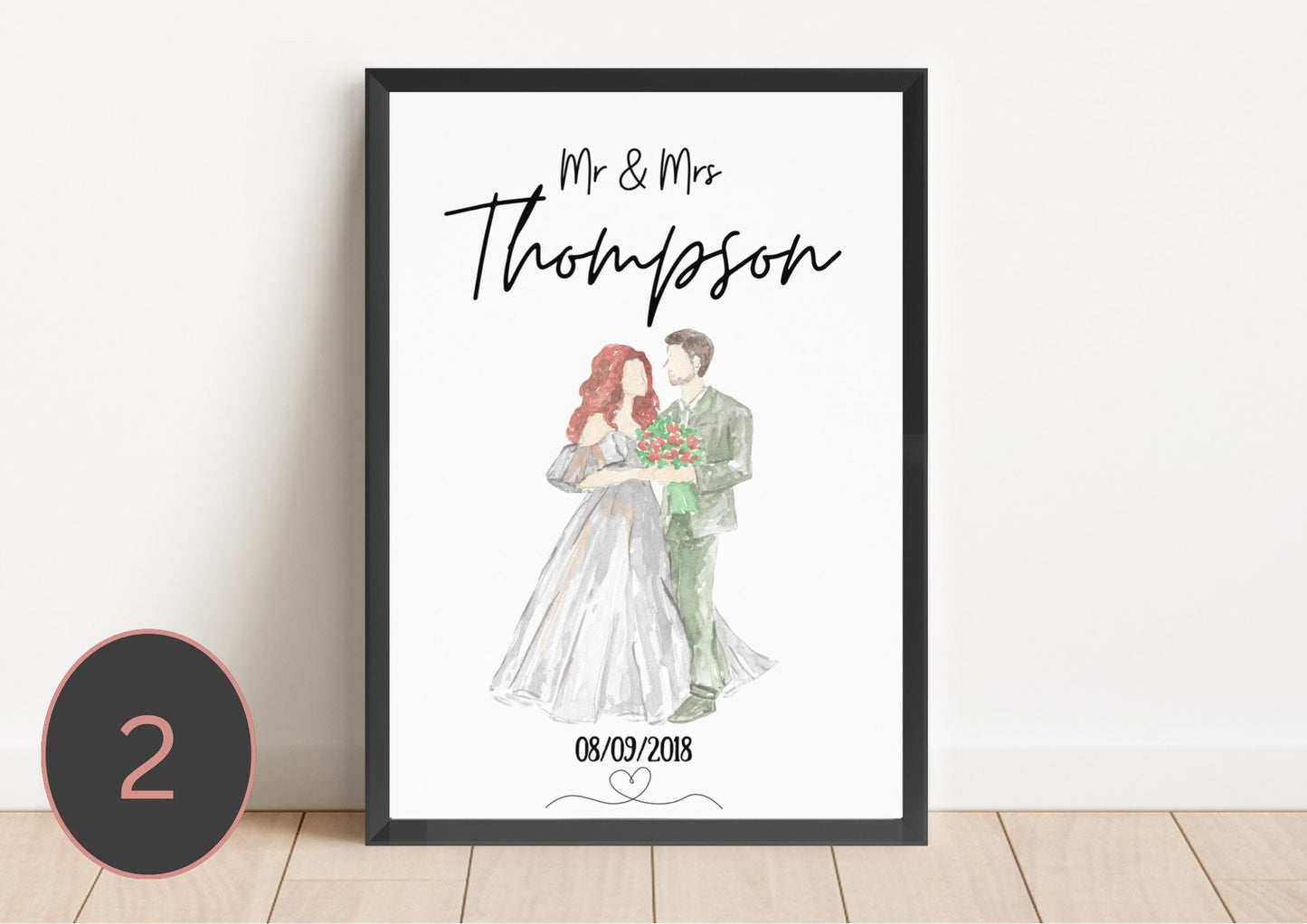 Personalized Wedding Art Print: Bride and Groom Gift