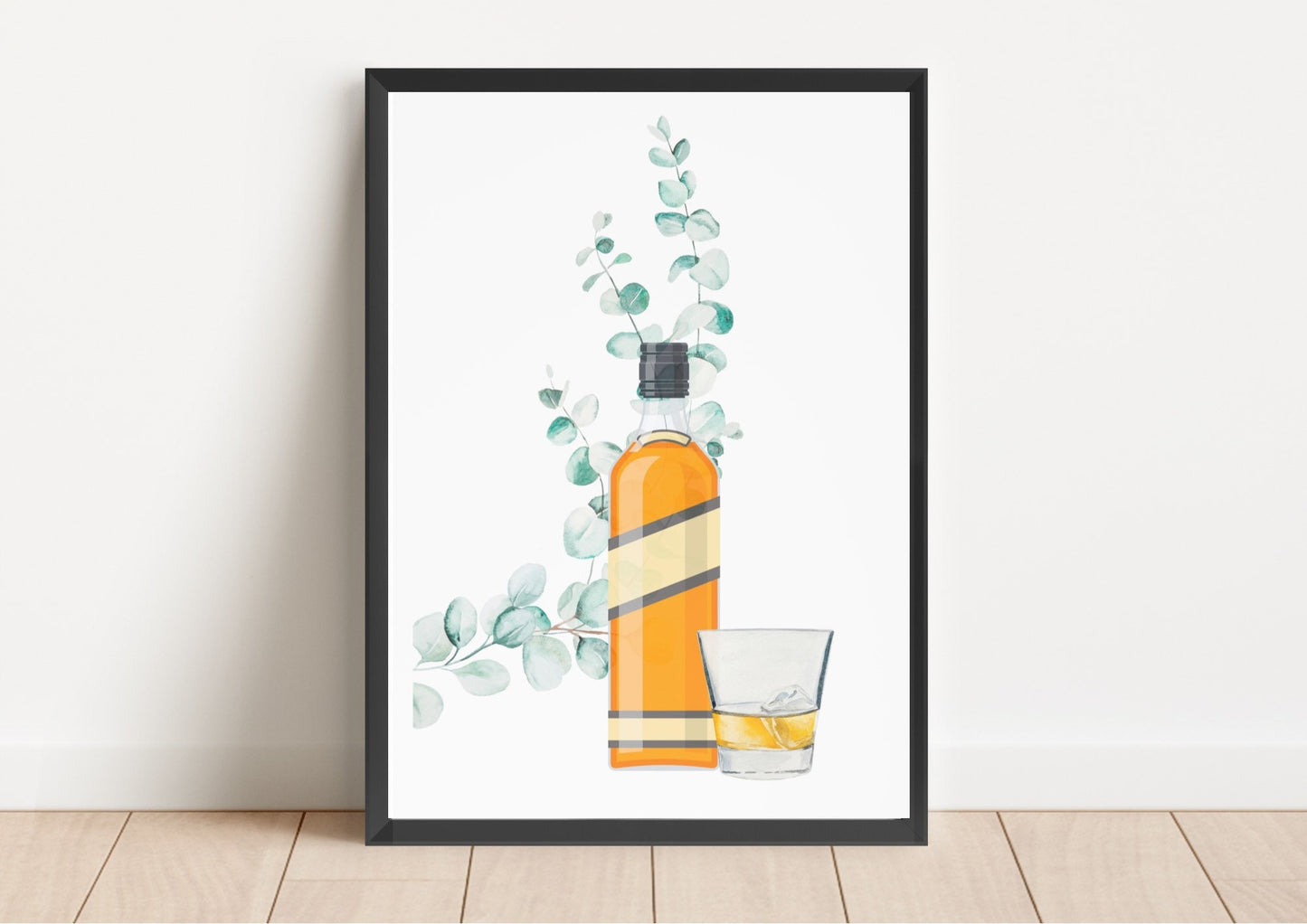 Botanical Alcohol Prints: Whisky, Gin, Prosecco Watercolor Art Set