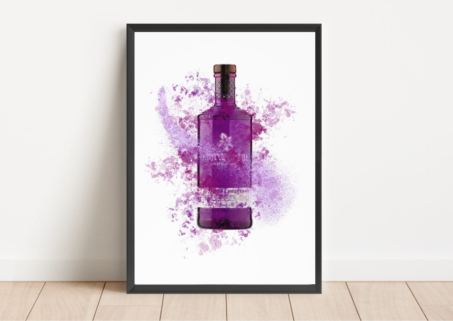Rainbow Gin Bottle Watercolor Print: Home Bar Art