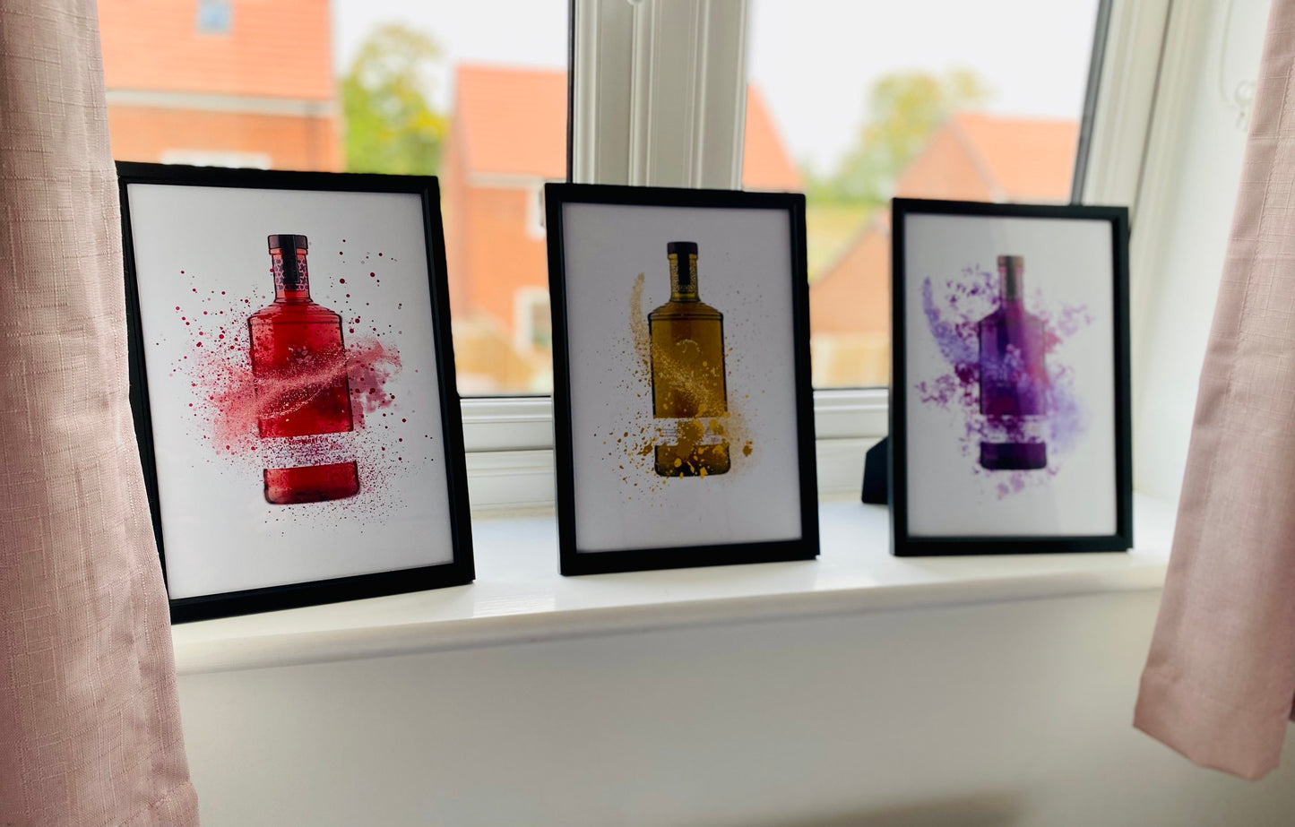 Rainbow Gin Bottle Watercolor Print: Home Bar Art