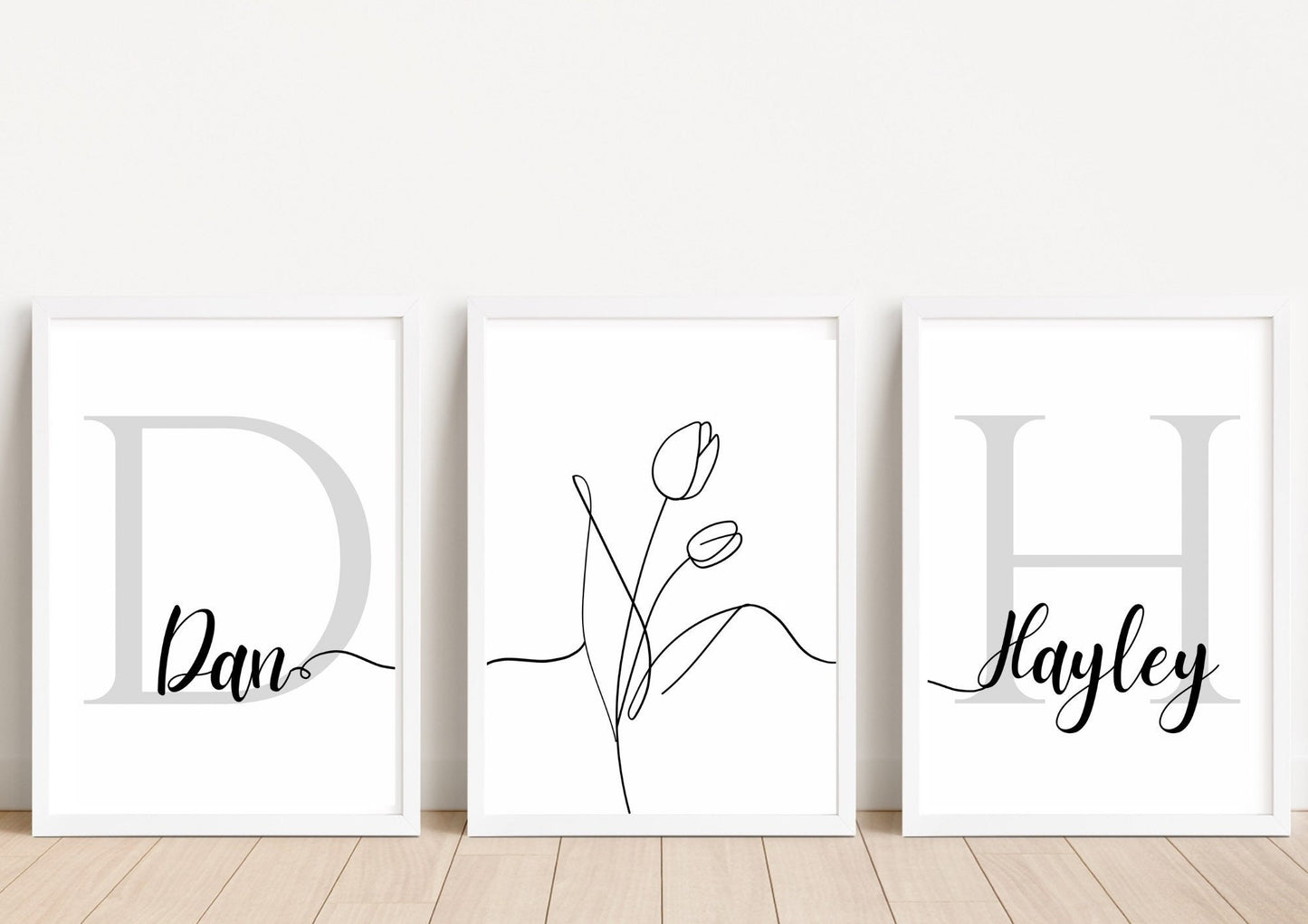 Personalised Couple Initials Print Set: Minimalist Home Decor