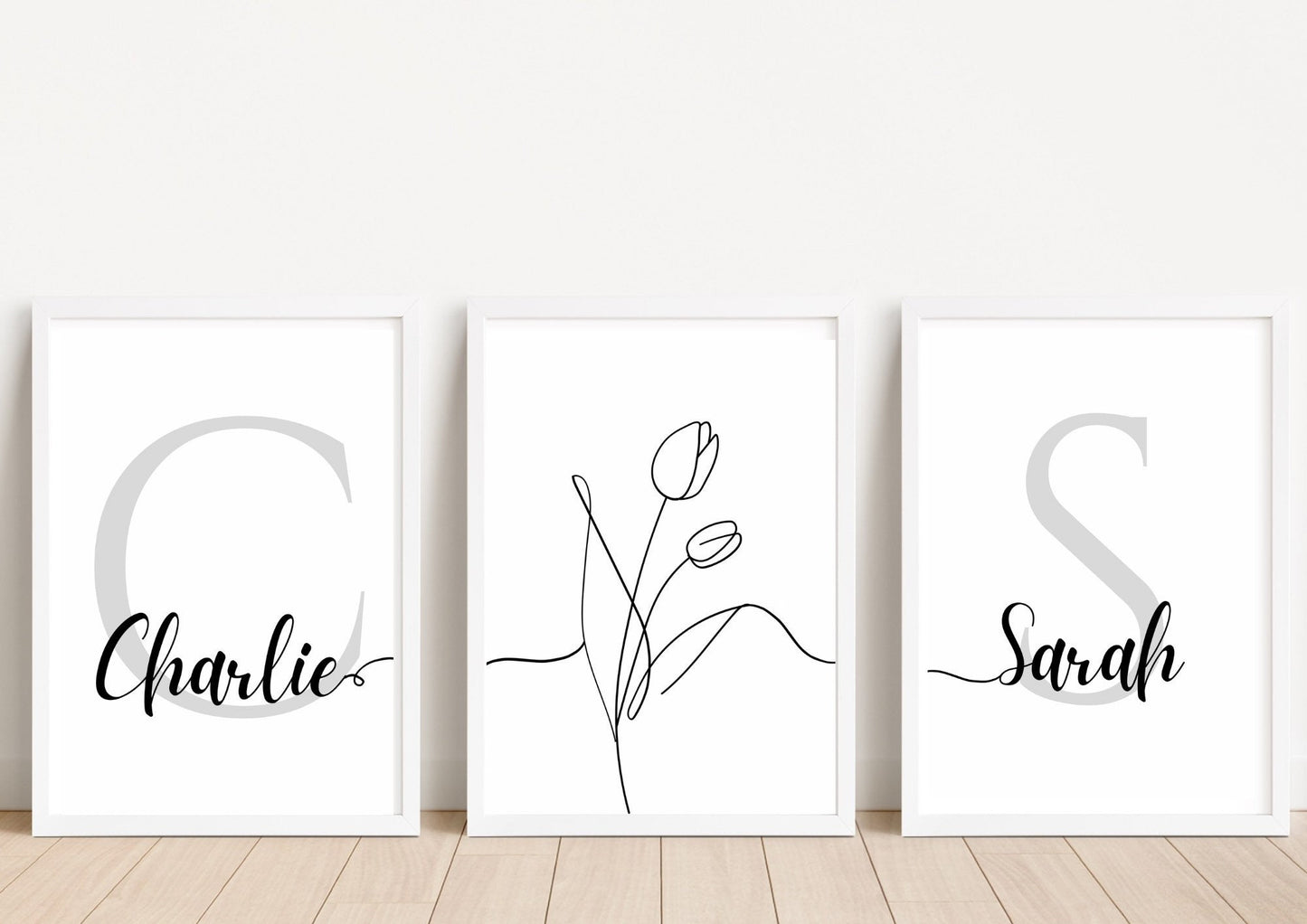 Personalised Couple Initials Print Set: Minimalist Home Decor