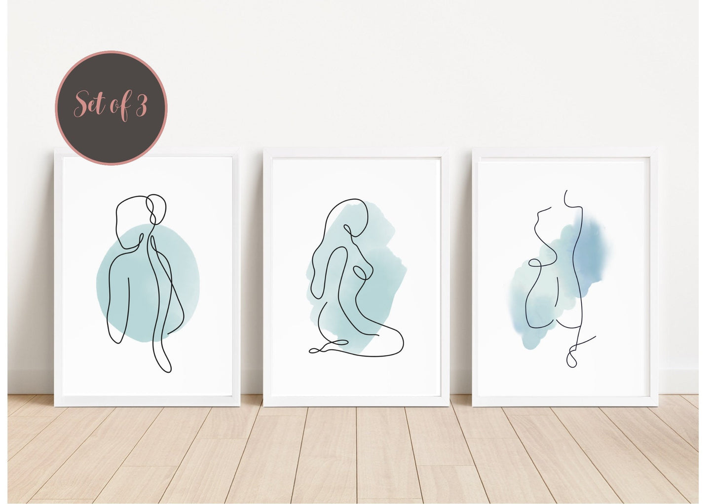 Set of 3 Minimalist Line Art Prints, Nude Woman Wall Art, Abstract Figure Drawings, Modern Boho Decor, Scandinavian Gallery Wall Decor