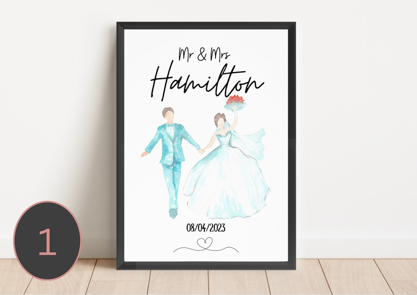 Personalized Wedding Art Print: Bride and Groom Gift