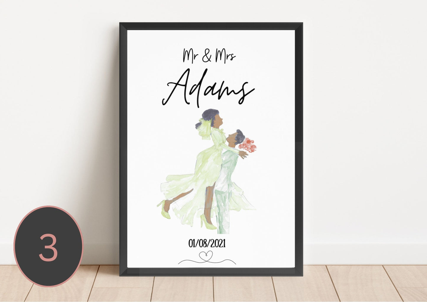 Personalized Wedding Art Print: Bride and Groom Gift