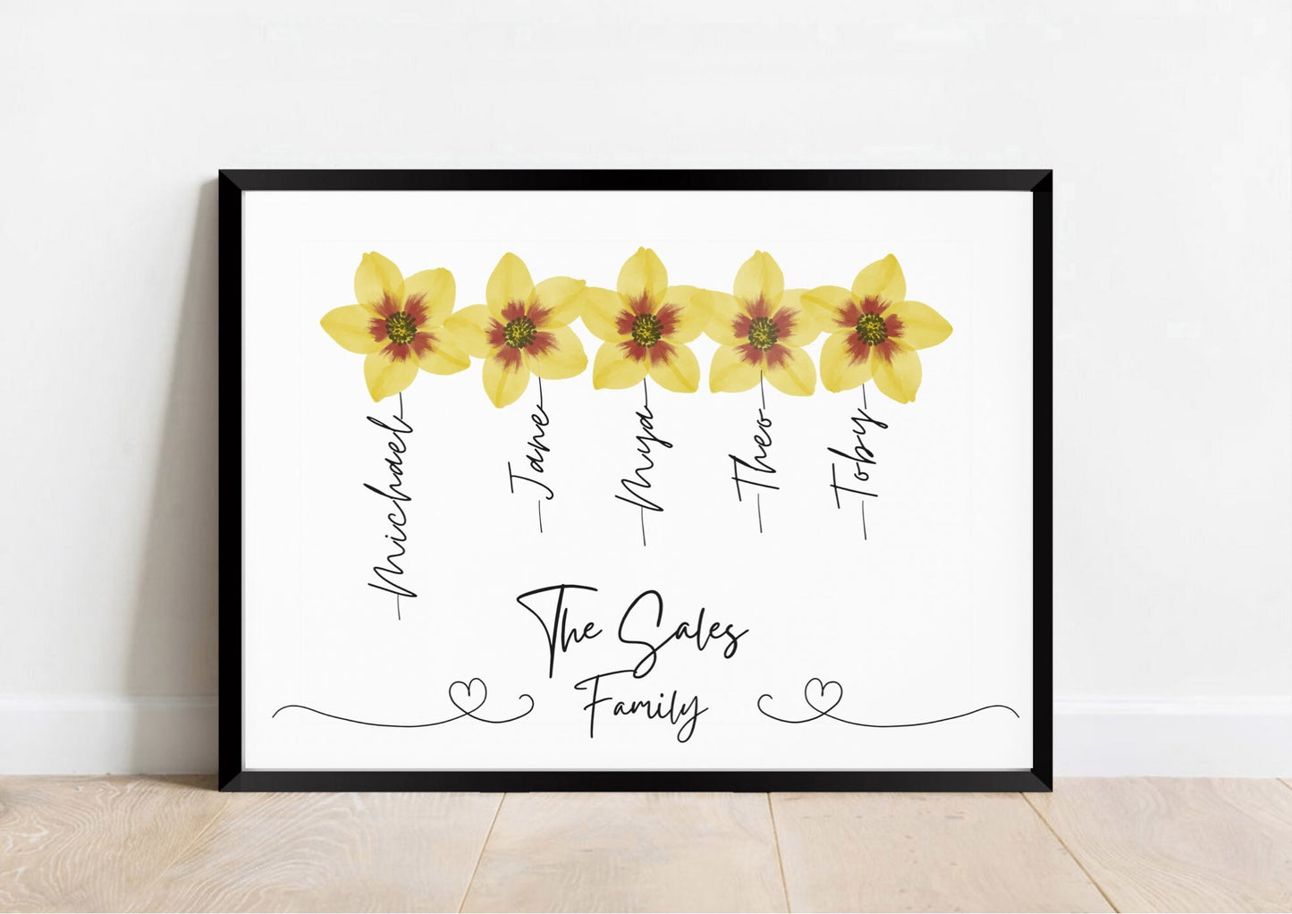 Personalised Family Sunflower Print: Watercolor Portrait Gift