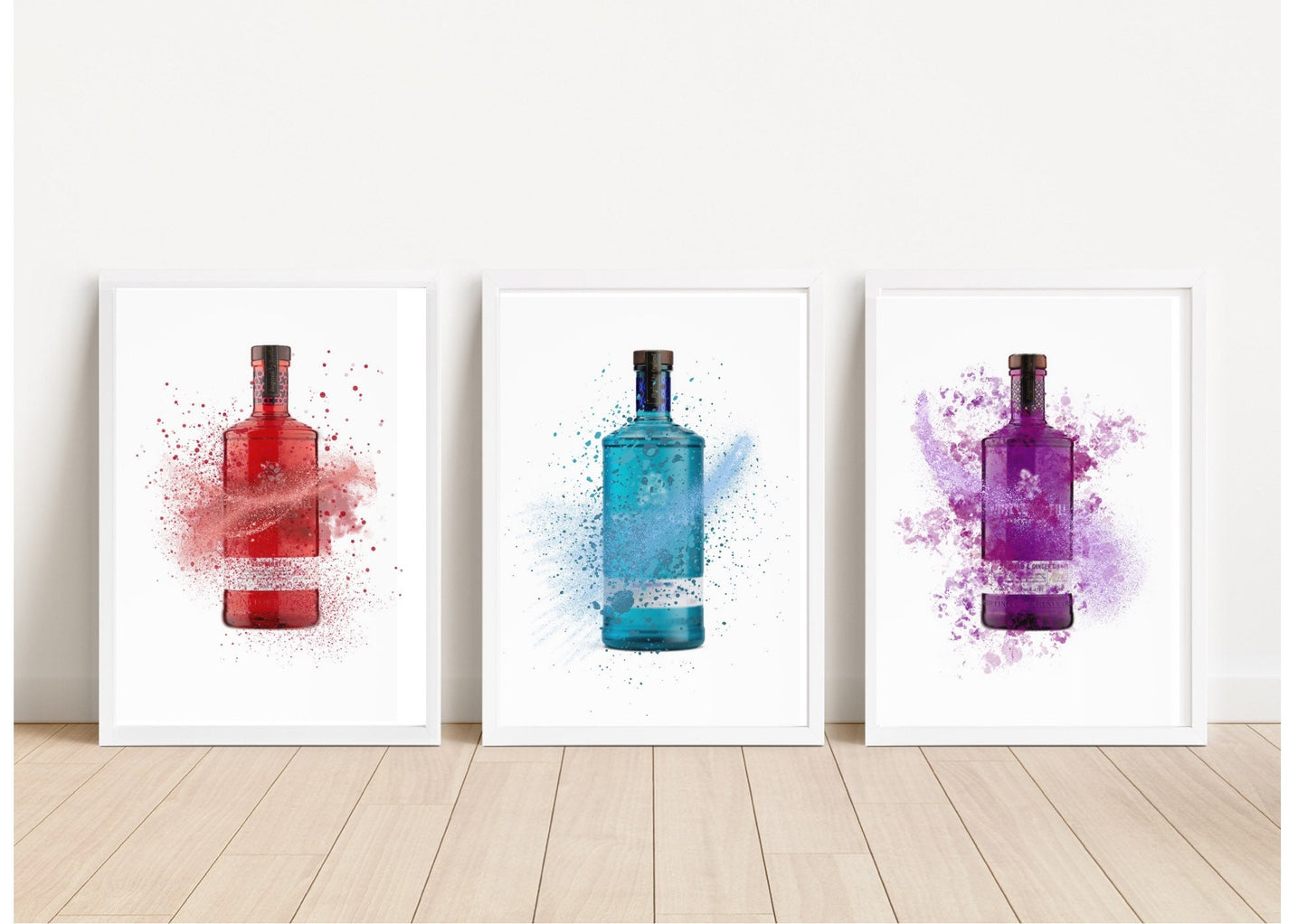 Rainbow Gin Bottle Watercolor Print: Home Bar Art
