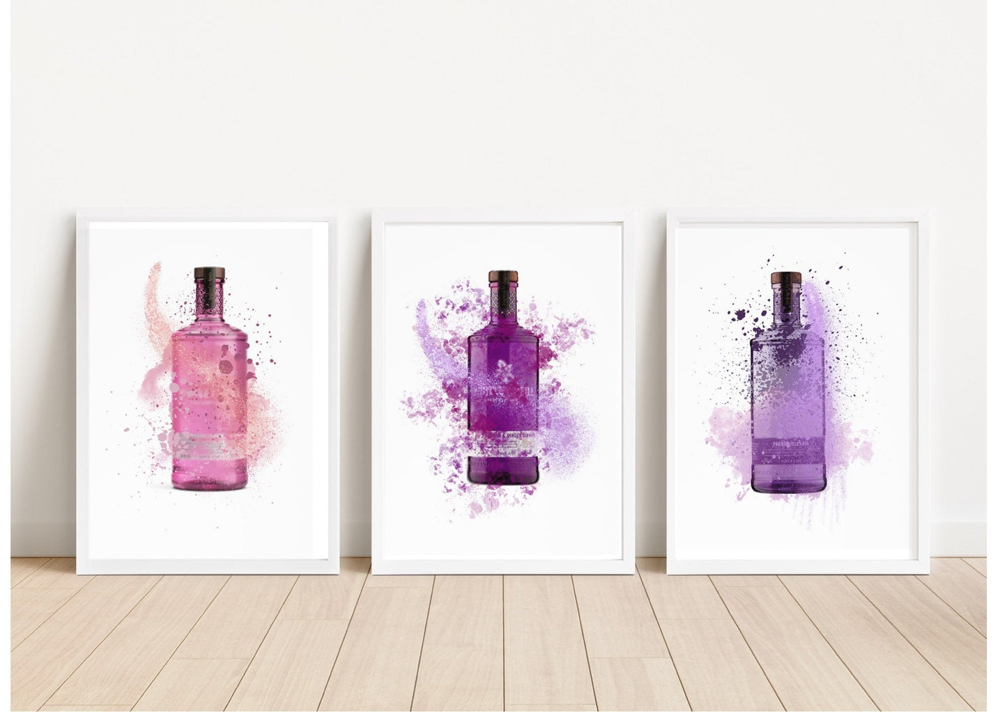 Rainbow Gin Bottle Watercolor Print: Home Bar Art