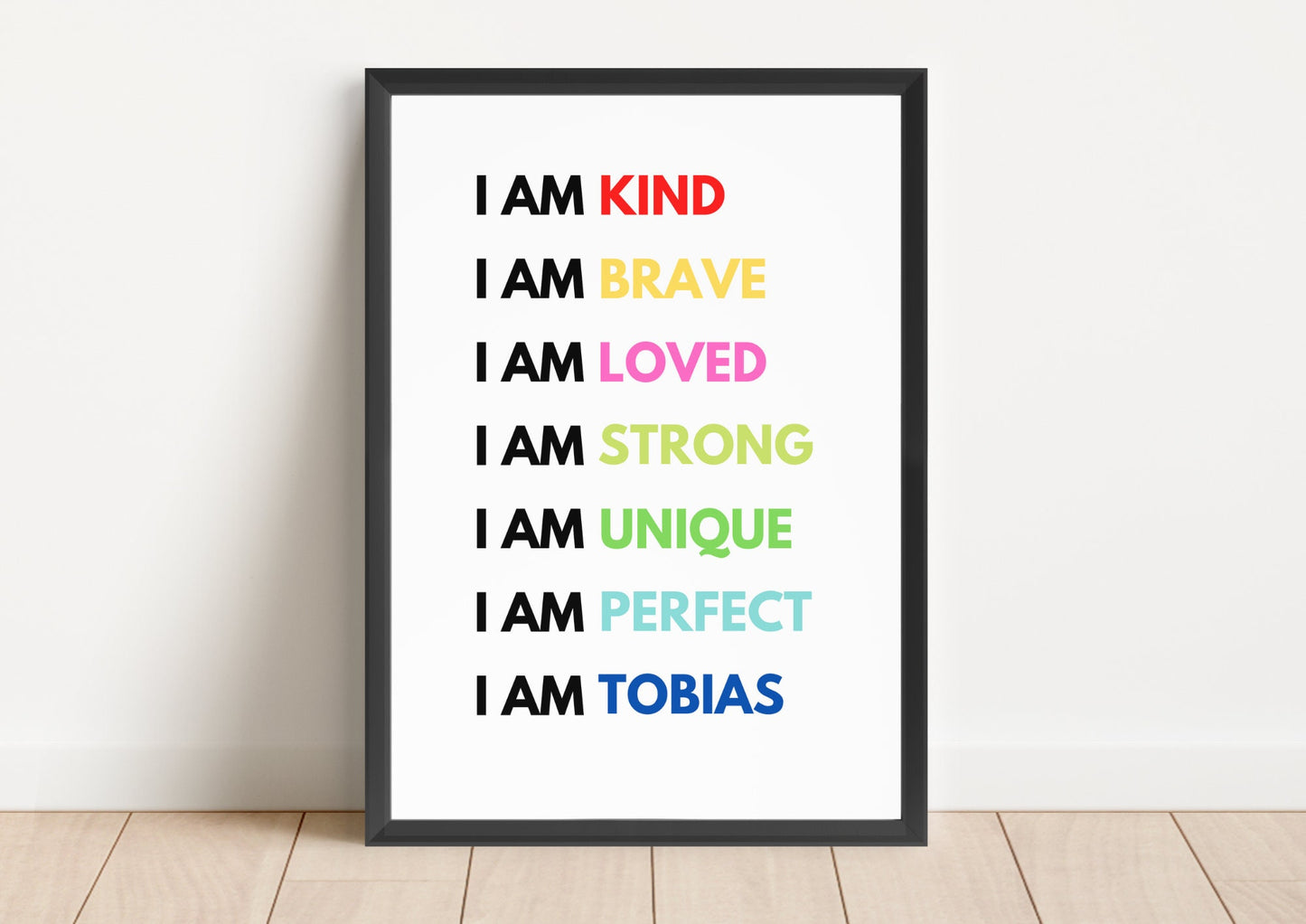 Personalized Rainbow Affirmation Print: Nursery Decor, Kids Birthday Gift