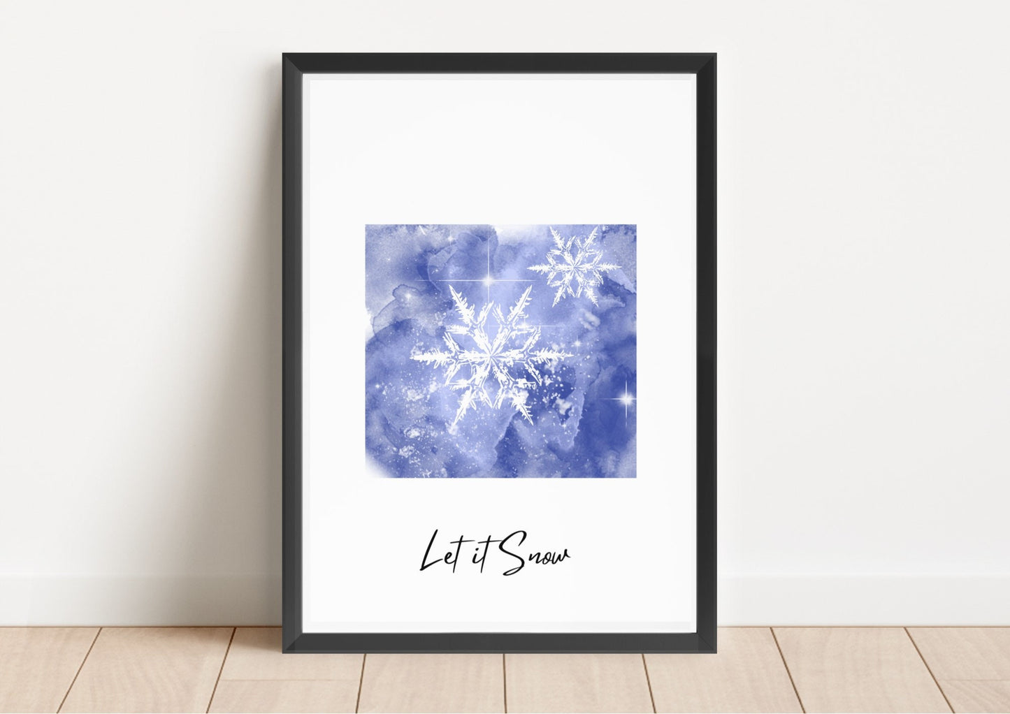 Watercolor Snowflake Print Set: Festive Winter Wall Art