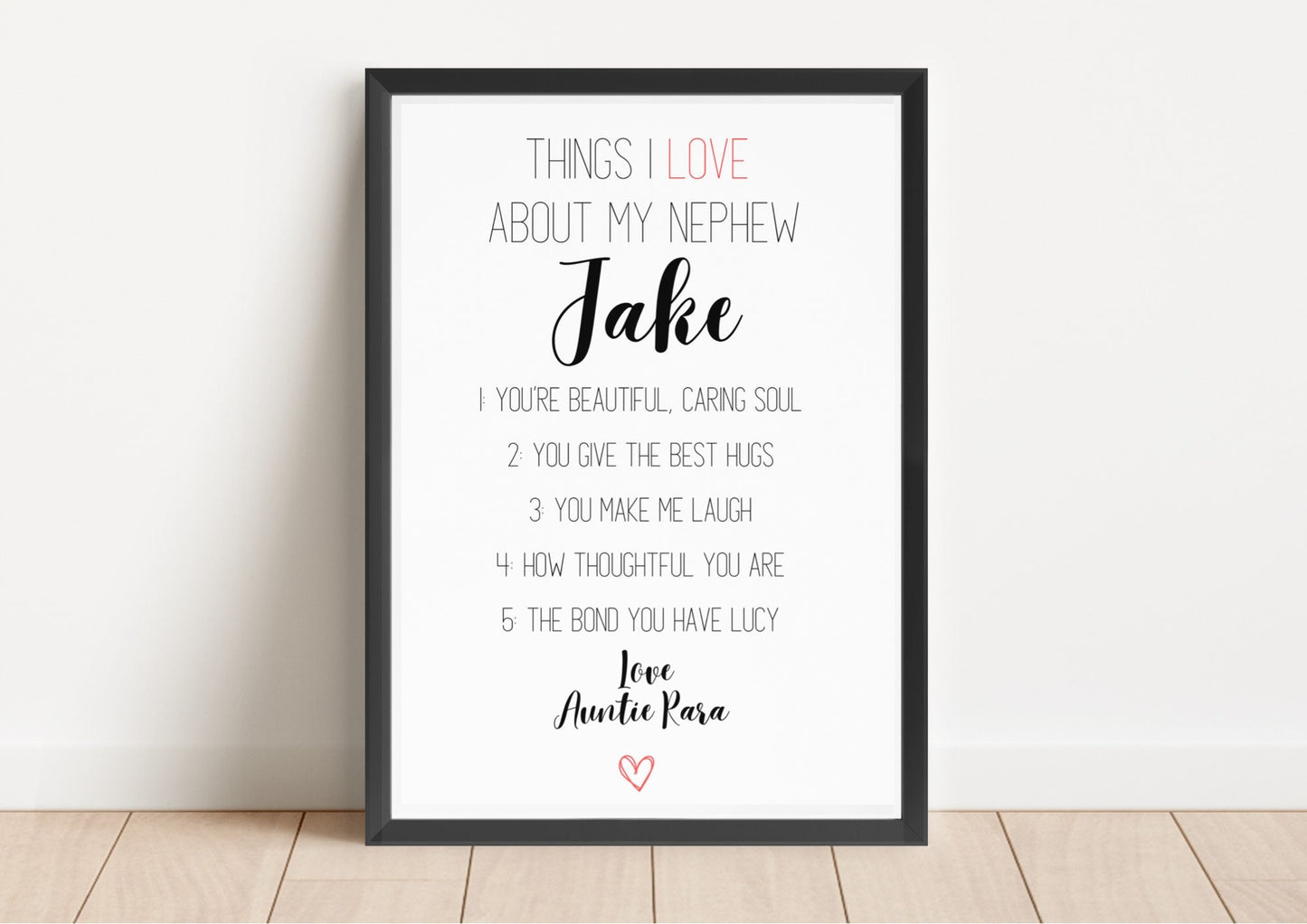 Personalized Nephew Gift Print: Reasons I Love You