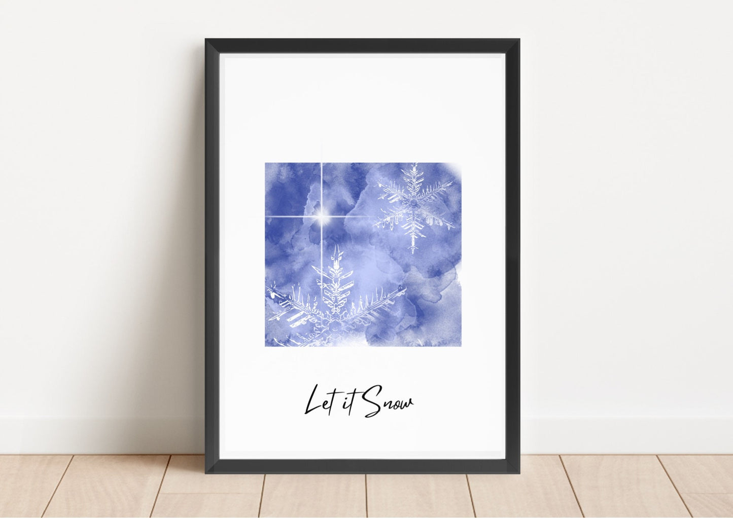 Watercolor Snowflake Print Set: Festive Winter Wall Art