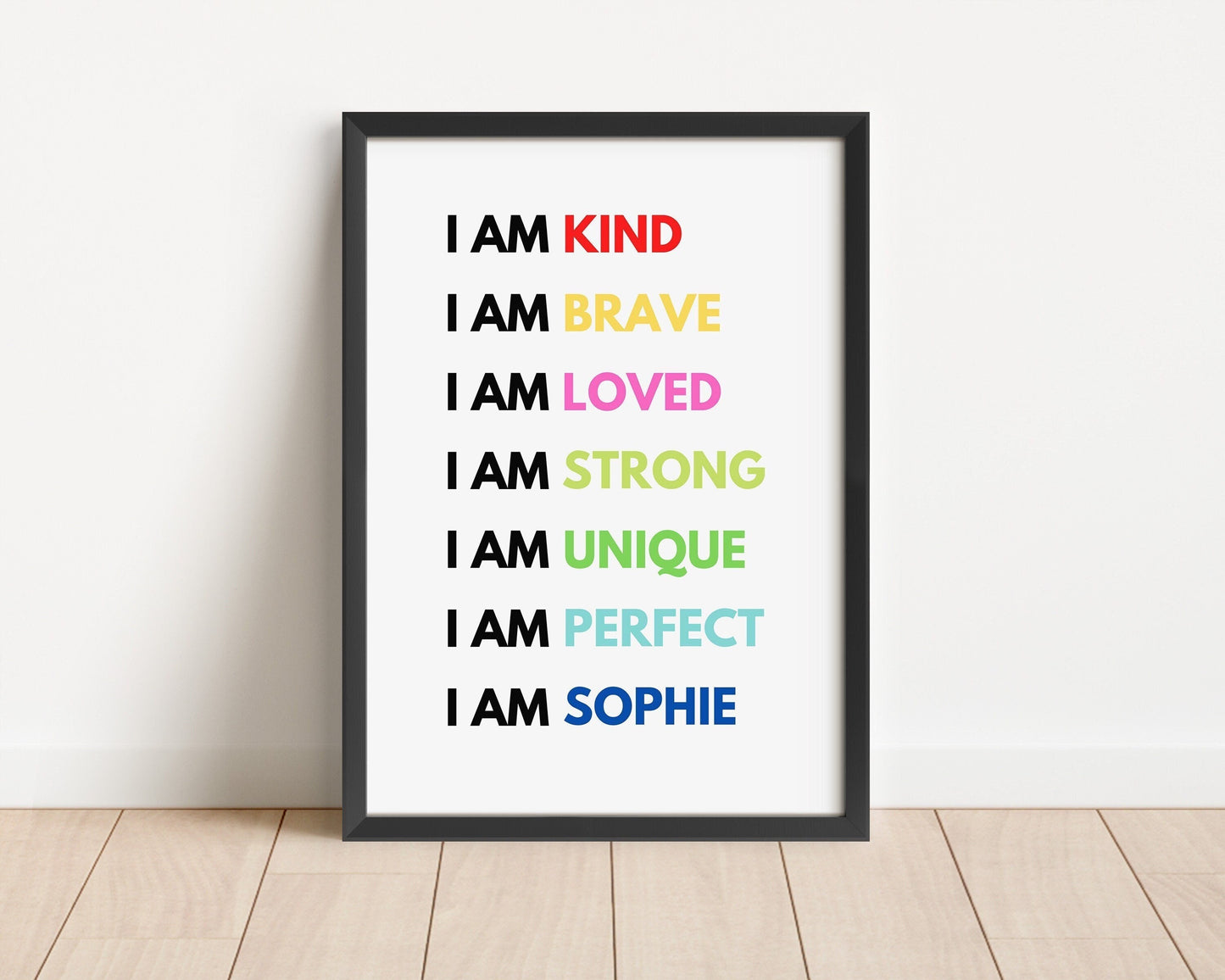 Personalized Rainbow Affirmation Print: Nursery Decor, Kids Birthday Gift