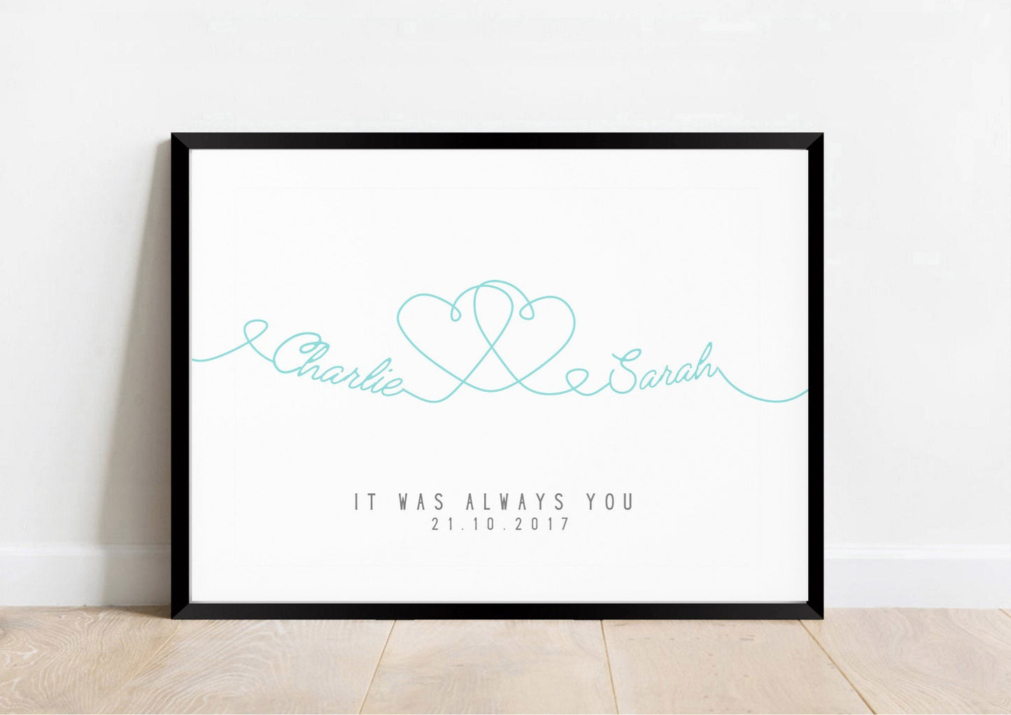 Custom Couple Line Art Print, Minimalist Anniversary Gift, Personalised Gift for Girlfriend or Boyfriend, Framed Birthday Gift for Him Her