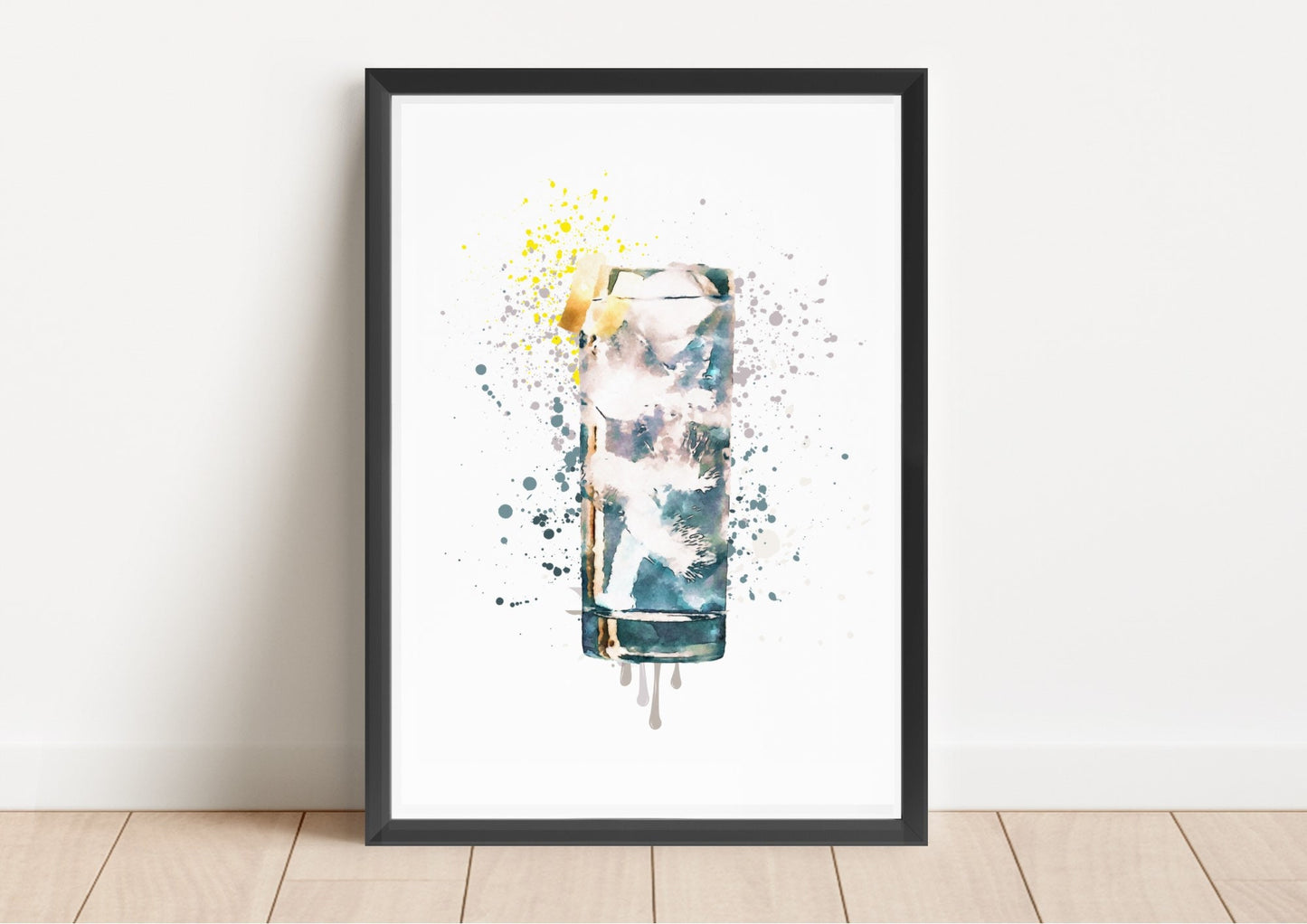 Personalized Home Bar Art Prints: Whiskey & Cocktails Watercolor Set
