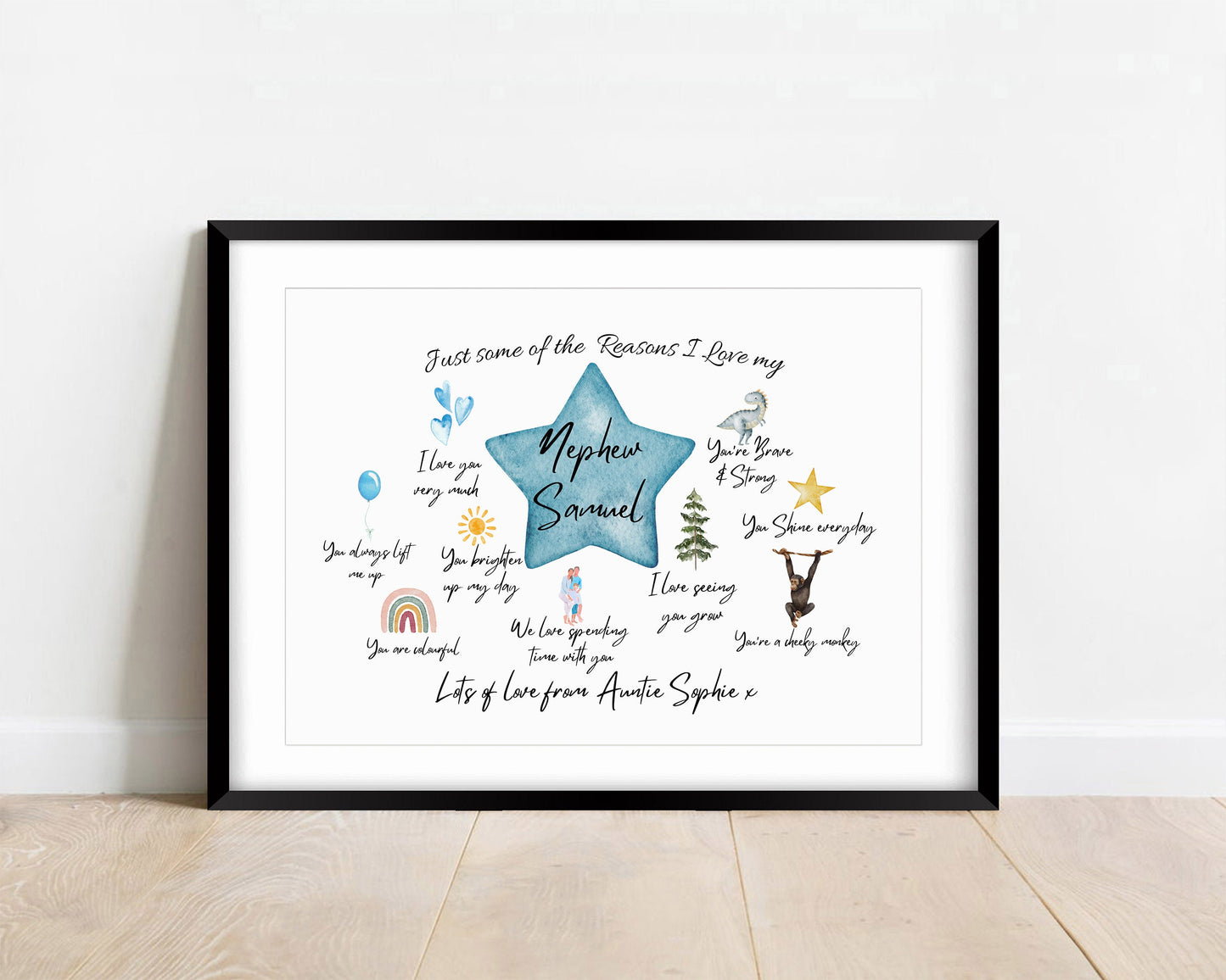 Personalised Nephew Keepsake Print: Reasons I Love You