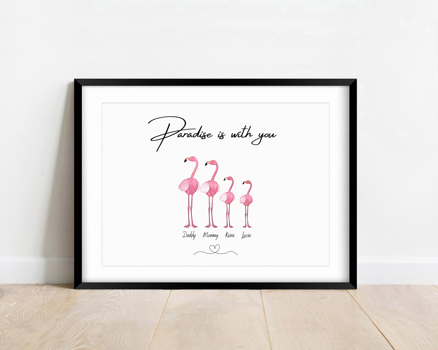 Personalized Family Flamingo Print: Watercolor New Home Decor