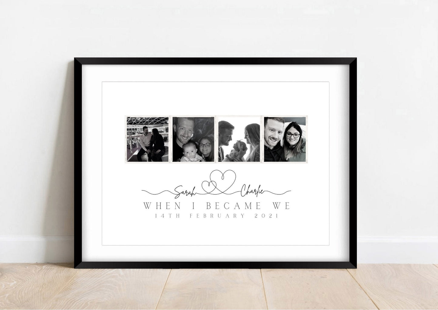 Personalised Couple Photo Collage Print, Custom Wedding Gift, Husband Wife Gift Framed, Paper Anniversary, Valentine's Day Keepsake for Her