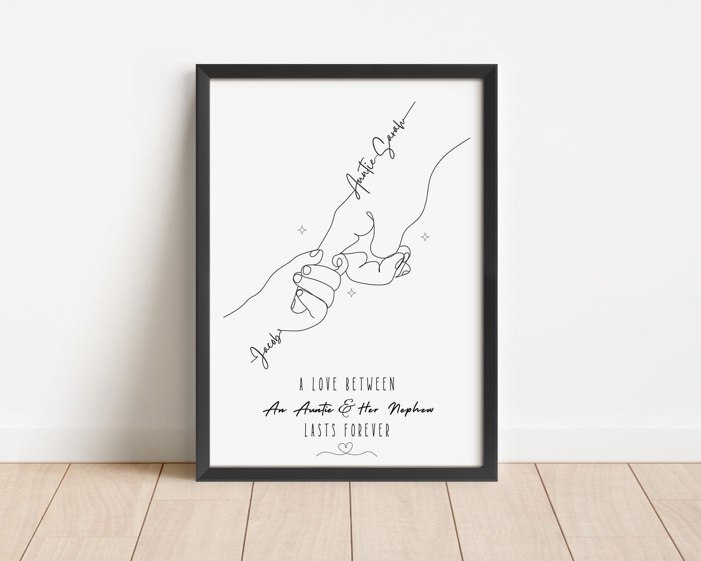 Custom Auntie Hands Gift, Birthday Present for Aunt, Sister Thank You Gift, Gift from Nephew or Niece, Minimalist Line Art, Best Aunty Decor