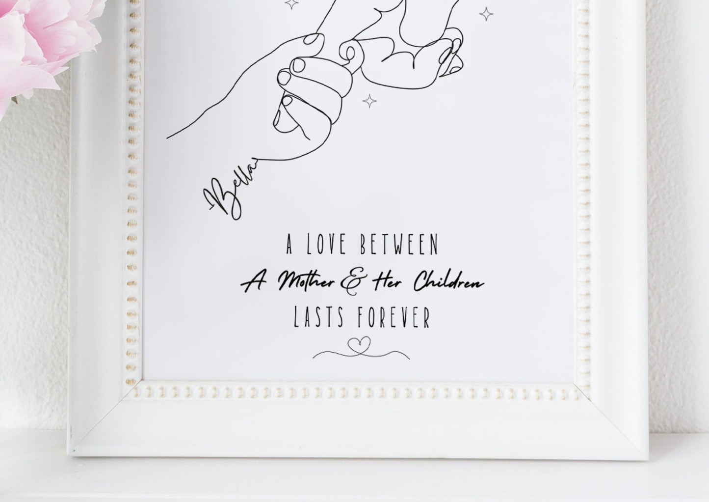 Personalized Mum Hands Line Art Print: Mother Gift from Son