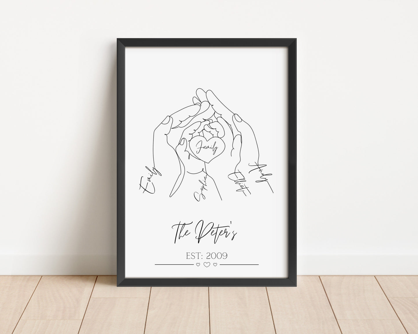 Personalised Family Poster, Birth Present Gift, First Baby Gift, New Family Present, Minimalist Line Art Print, Baby Shower, Newborn Hands