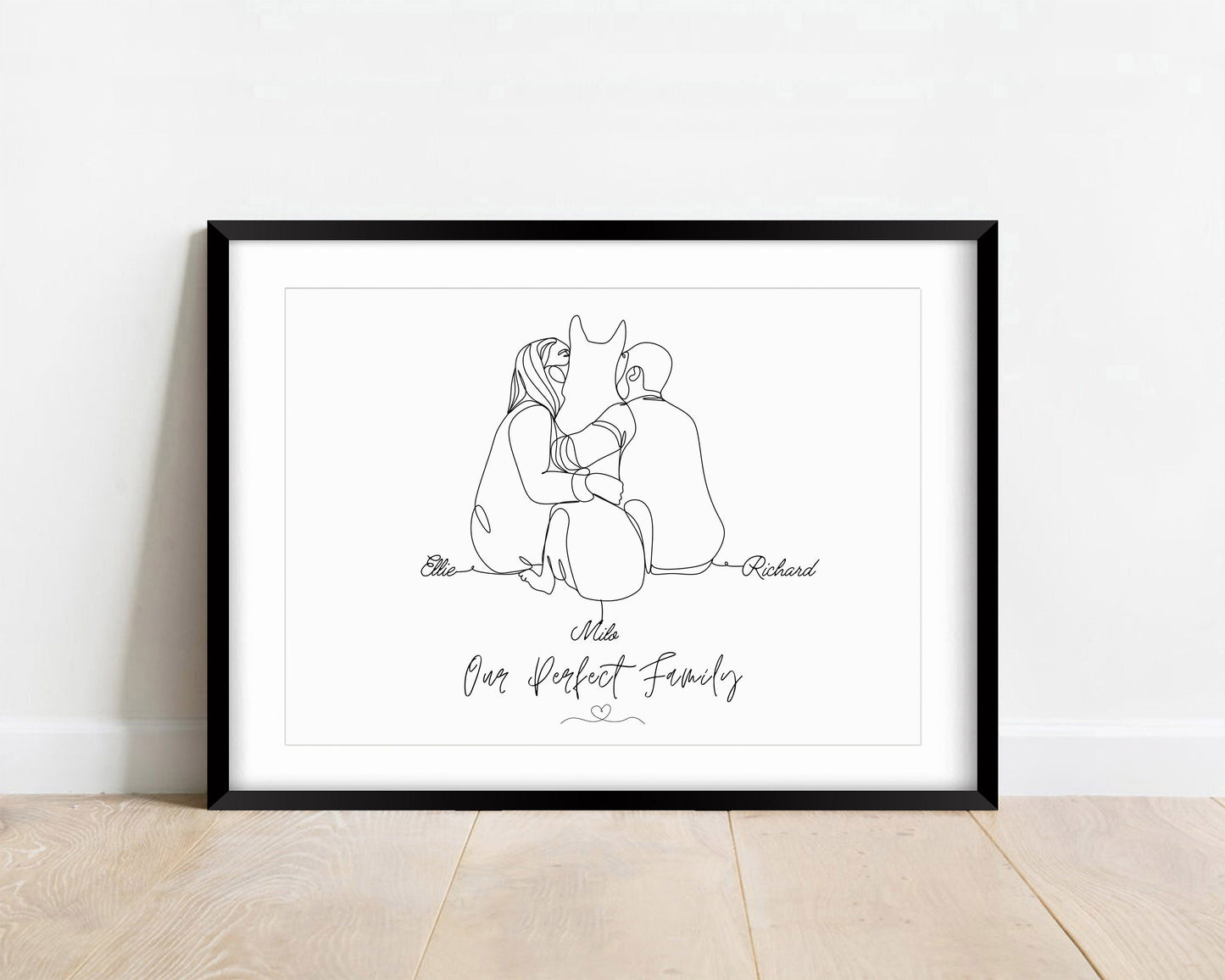 Personalized Pet Line Art Print: Custom Dog Portrait, Minimalist Family Gift
