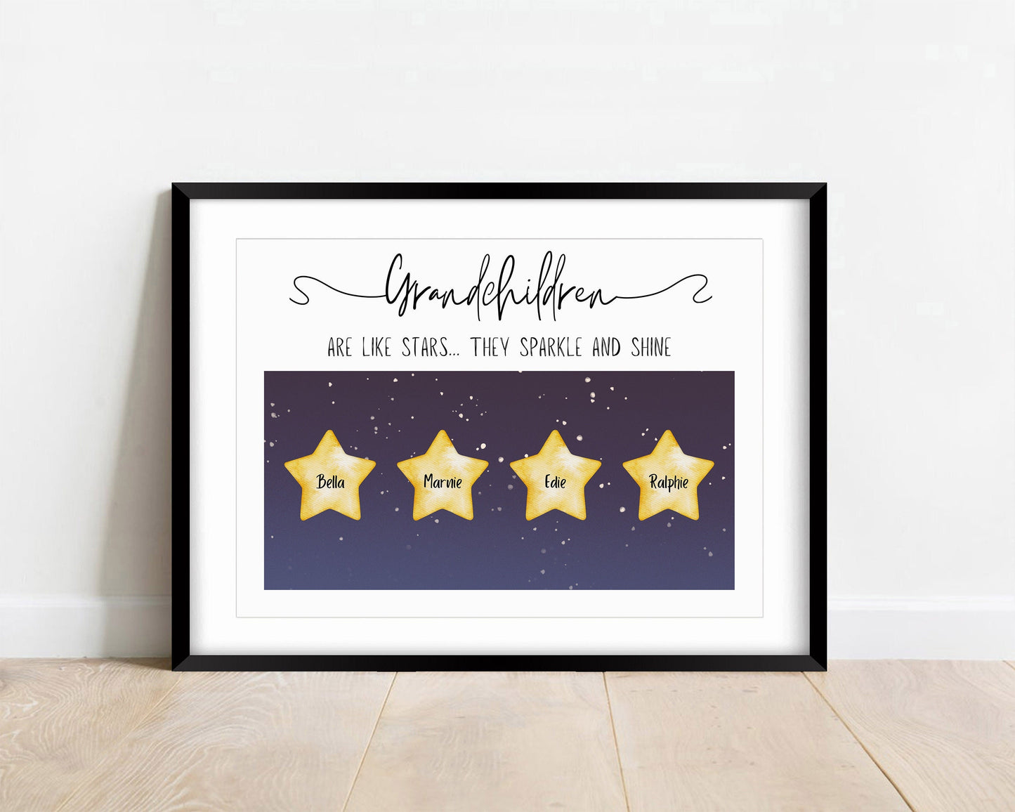 Custom Grandparents Stars Gift Print, Nana and Grandad Keepsake, Personalised Star Nanny Birthday Present, Gift from Grandson Granddaughter