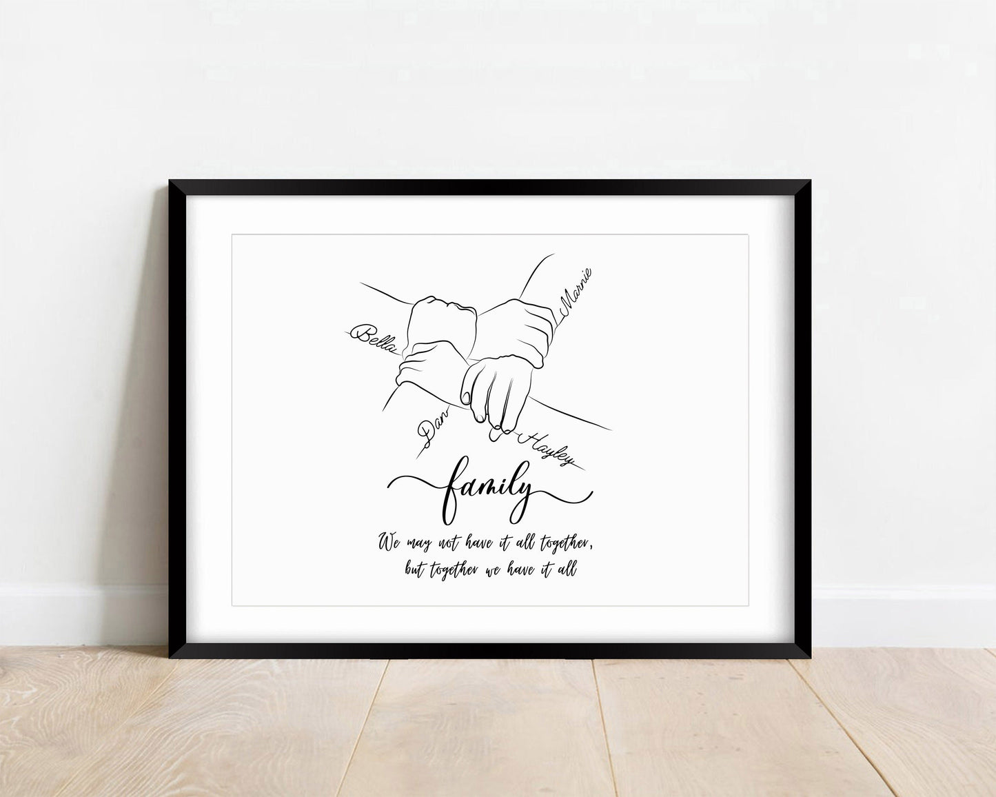 Personalized Family Line Art Print: Custom Names Poster