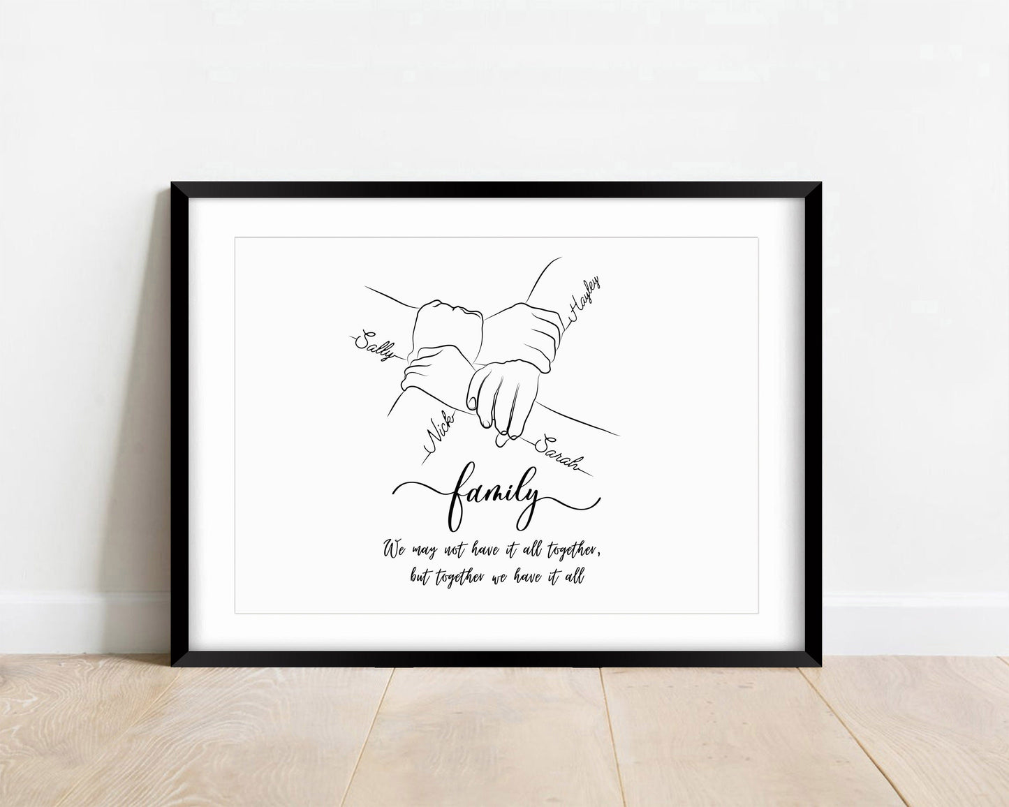 Personalized Family Line Art Print: Custom Names Poster