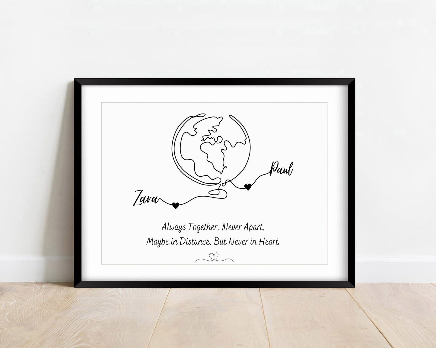 Personalized Long Distance Friendship Print: Minimalist Line Art