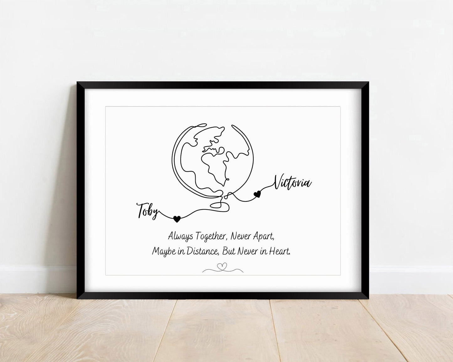 Personalized Long Distance Friendship Print: Minimalist Line Art
