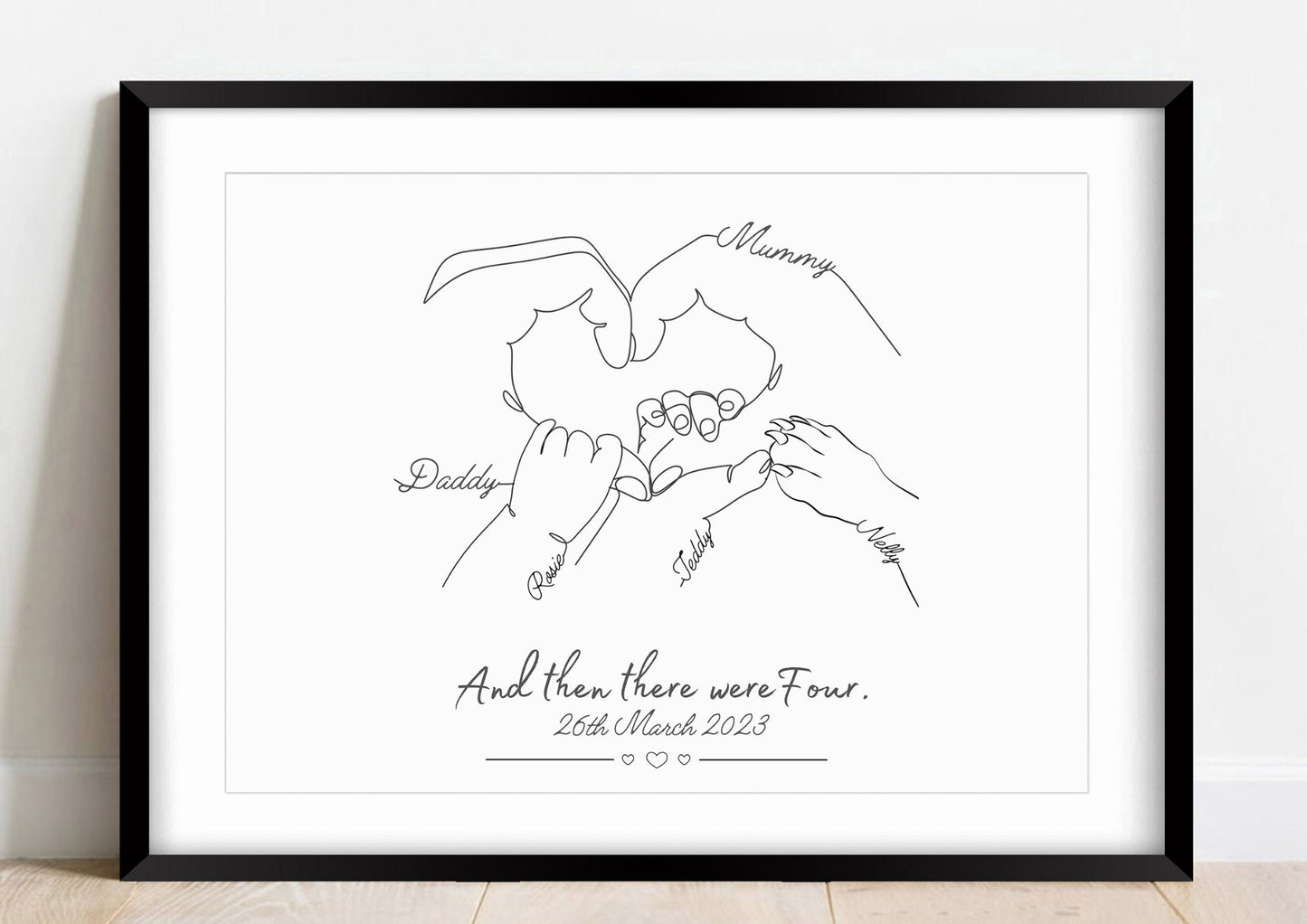 Custom Portrait Family Print, Father's Day Gift, Personalised Gift for Family, Family of 5 Gift, Gift for Mum Dad, Housewarming Gift