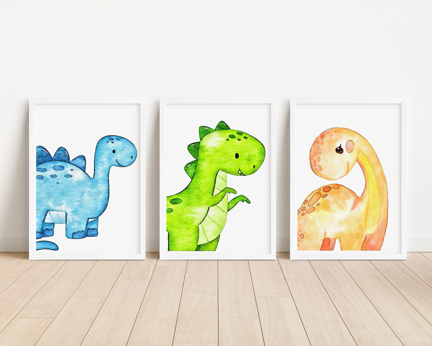 Dinosaur Nursery Prints: Set of 3 Pastel Dino Wall Art