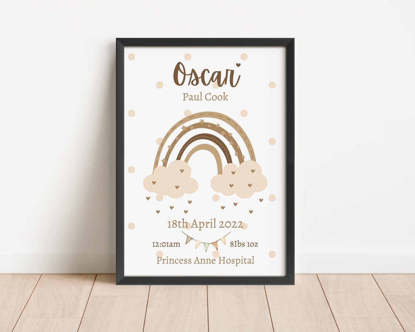 Personalised Baby Birth Stats Print, Boho Rainbow Nursery Decor (Digital Print)