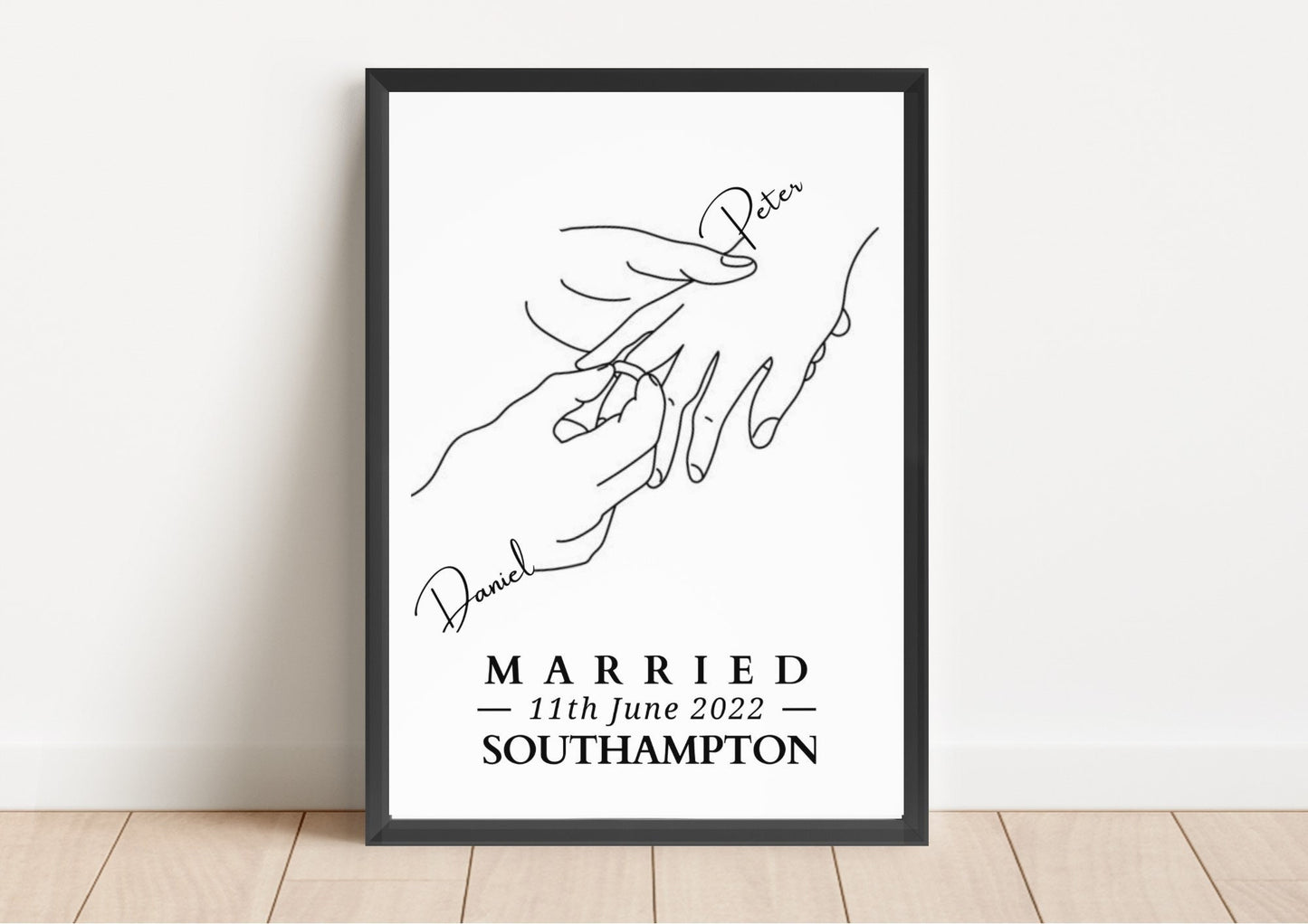 Custom Married Gift, Wedding Gift for Him, Personalised Anniversary Gift, Engagement LGBT Print, Husband to Husband Wedding Gift, Mr and Mr