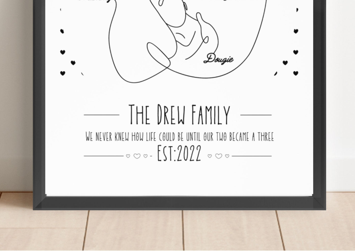 Personalized New Parent Line Art Print: Family Birth Stats Wall Decor