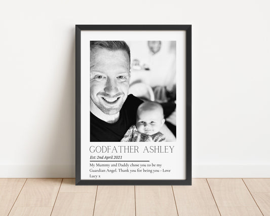 Personalized Godfather Photo Print: Custom Godparent Gift