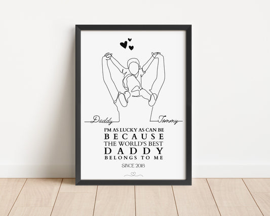 Personalised Father's Day Line Art Print: Daddy Gift from Son