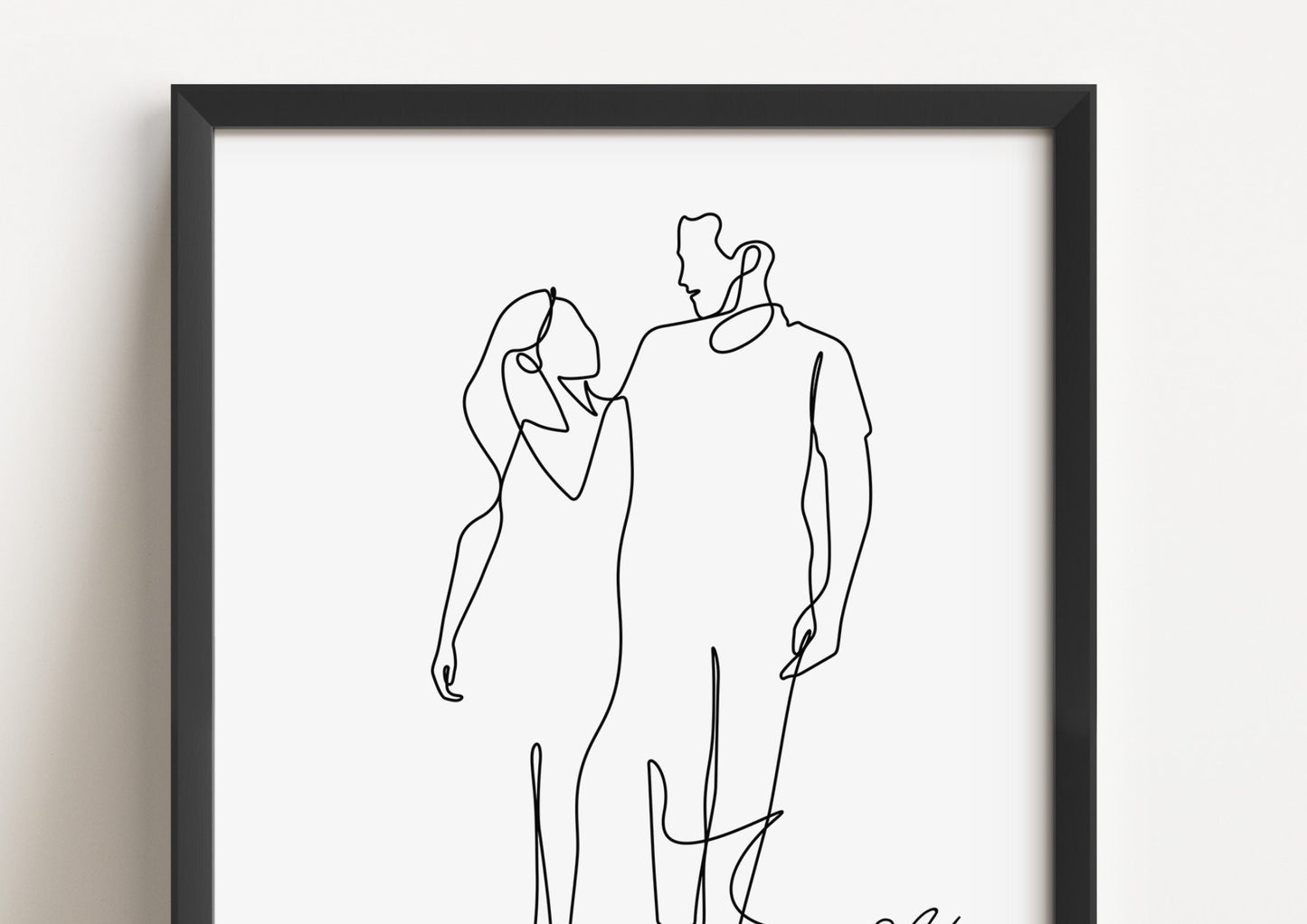 Custom Line Art Couple Portrait, Personalised Anniversary Gift, Minimalist Wall Art Print, Romantic Gift for Him Her, Wedding Keepsake