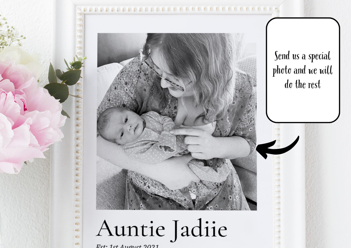 Personalised Auntie Gift Print, Photo Gift from Nephew Niece, Aunty Birthday Gift, Mothers Day Gift, Sister Birthday Gift from Child for Her