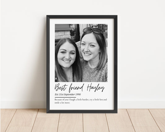 Best Friend Photo Personalised Print, Thoughtful Bestie Birthday Gift, Custom Brother Sister Photo, Friendship Keepsake, Memory Gift Friend