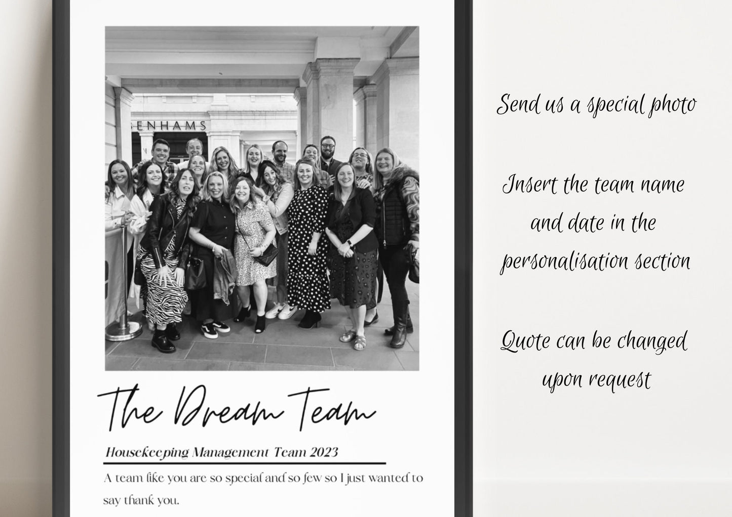 Custom Team Leaver Gift, Personalised Work Colleague Print, Office Thank You Keepsake, Retirement Picture Frame, Coworker Leaving Gift
