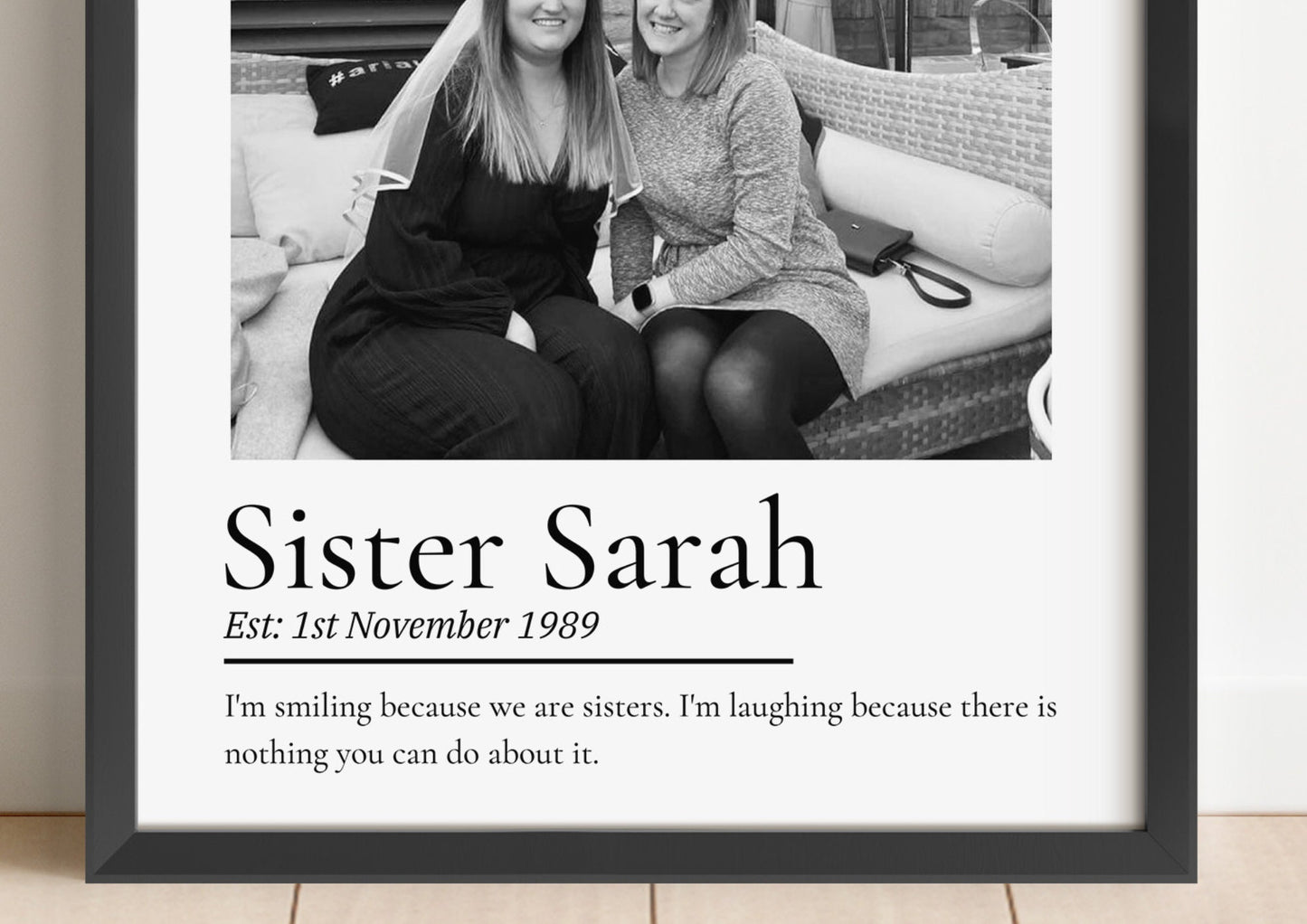 Personalized Sister Photo Print: Custom Quote Keepsake