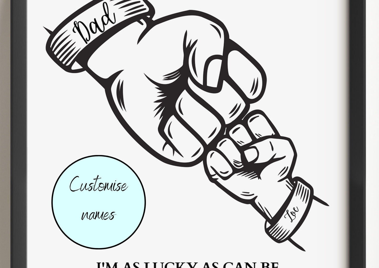 Custom Daddy Fist Bump Gift Print, Father's Day, New Dad Present from Baby, Minimalist Line Art Decor, Dad Birthday Frame, Husband Wall Art