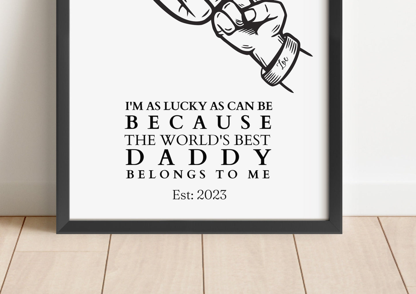 Custom Daddy Fist Bump Gift Print, Father's Day, New Dad Present from Baby, Minimalist Line Art Decor, Dad Birthday Frame, Husband Wall Art