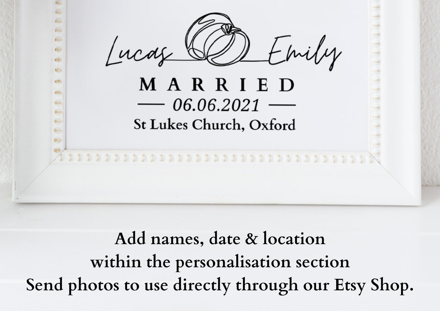 Personalized Wedding Photo Print: Heart Keepsake, Custom Names & Date